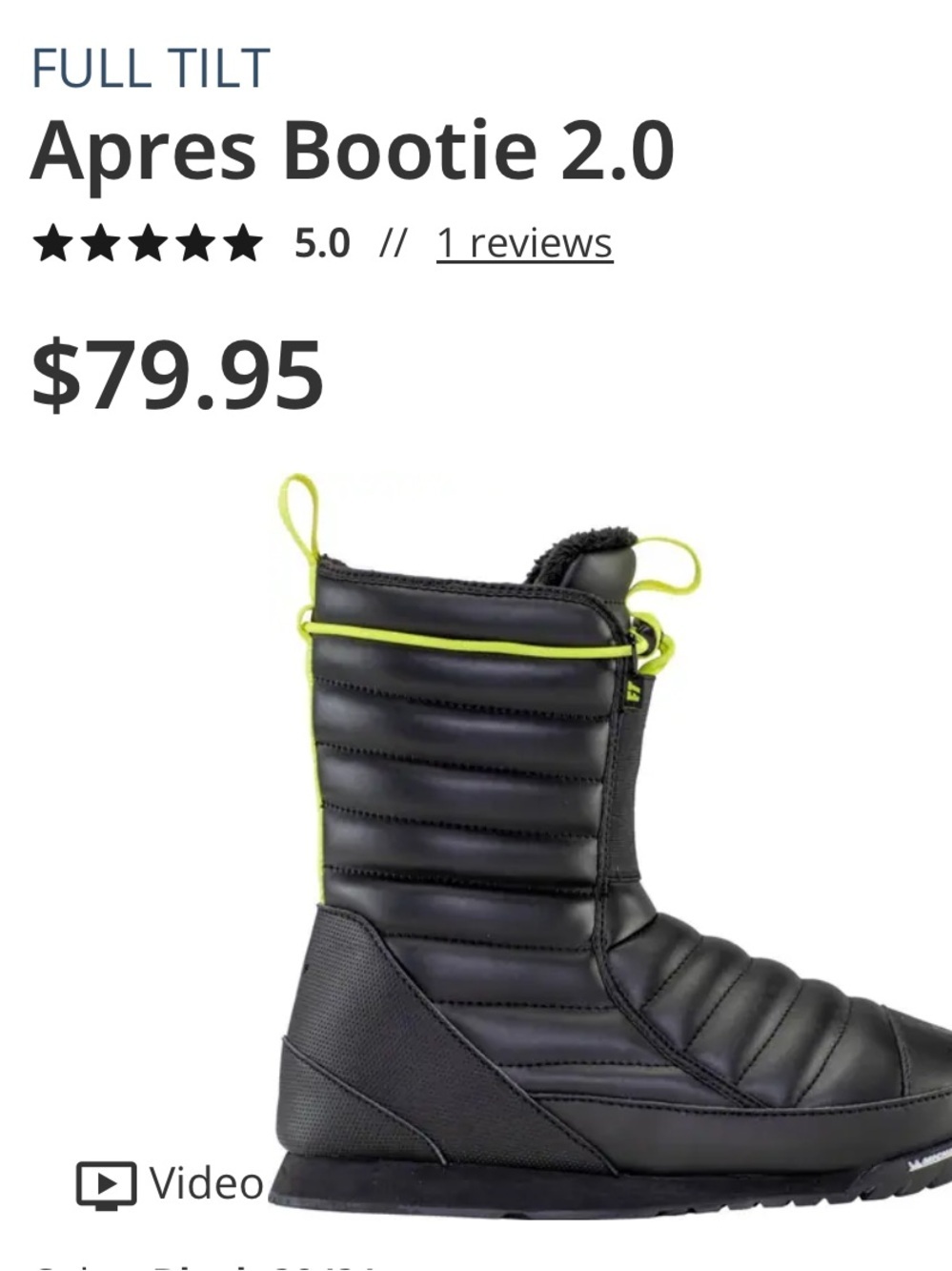 Full Tilt Apres 2.0 Booties — Black with Neon Yellow